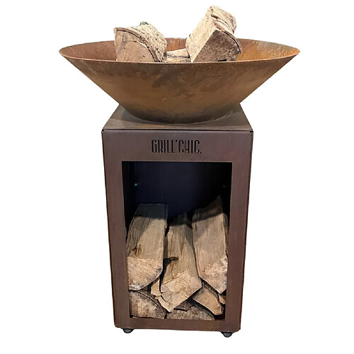 GRILL CHIC Cevenol Simple Cuve Corten - Avec rangement bois