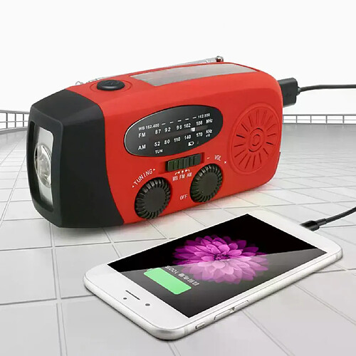 Radio solaire à manivelle – Rouge