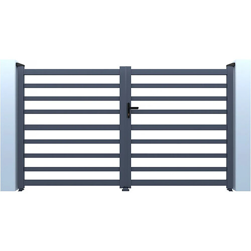 Habitat Et Jardin Portail aluminium ajouré Martin - 300 x 140 cm - Gris
