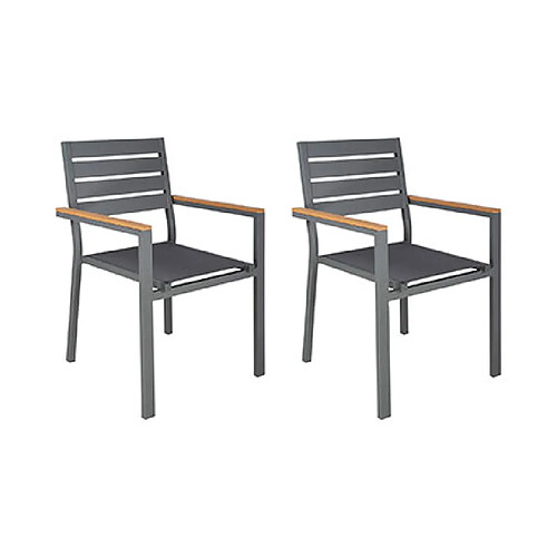 Mes Lot de 2 fauteuils de jardin aluminium - Gris