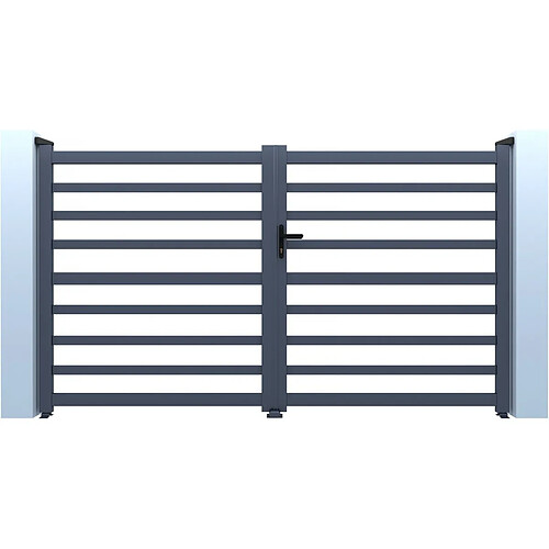 Habitat Et Jardin Portail aluminium ajouré Martin - 340 x 180 cm - Gris