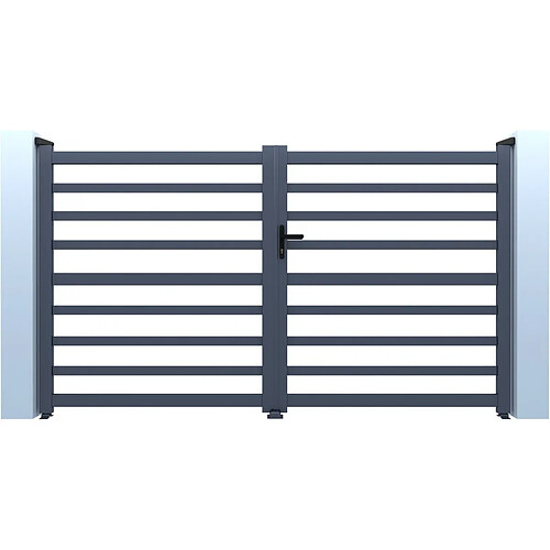 Habitat Et Jardin Portail aluminium ajouré Martin - 300 x 180 cm - Gris