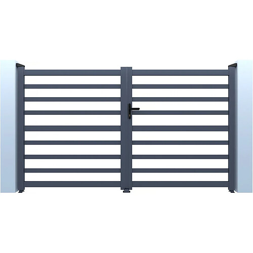 Habitat Et Jardin Portail aluminium ajouré Martin - 300 x 120 cm - Gris
