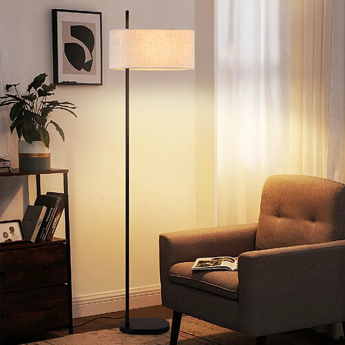 Nettlife Lampadaire métal et tissu - Noir