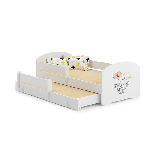 1001jouets Lit enfant 160x80 Elephant gigogne