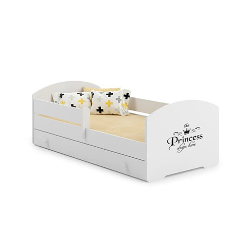 1001jouets Lit Enfant 140x70 Princess Tiroir de Rangement avec Matelas