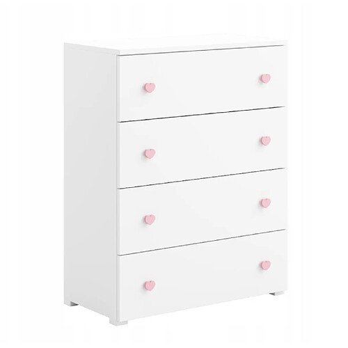 Kobi Commode enfant Mimi poignées roses - Blanc