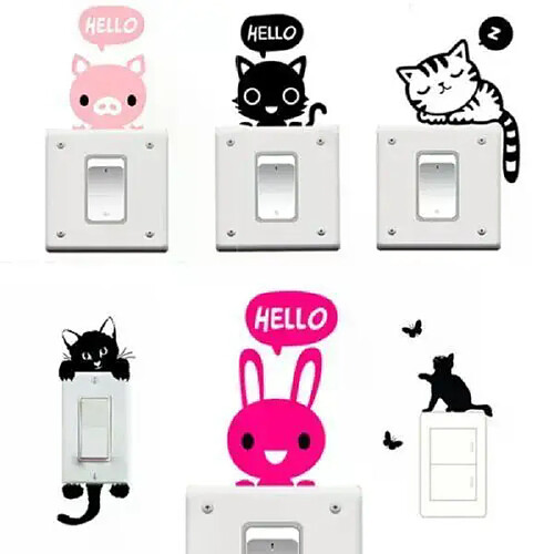Autocollant Mural interrupteur - Dessin animé et animaux