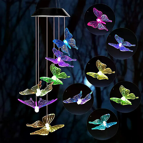 Carillon à vent solaire LED - Papillon