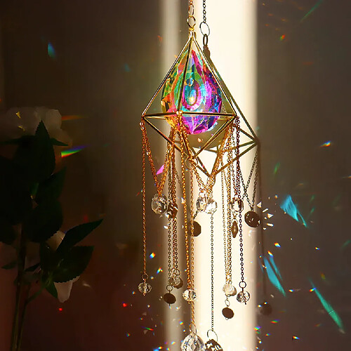 Prismes suspendus en cristal - Carillon éolien arc-en-ciel