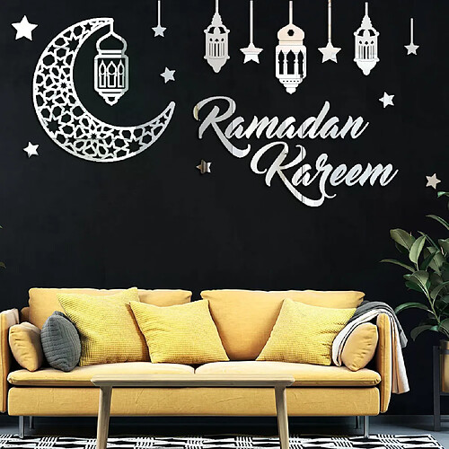 Autocollants muraux miroir acrylique Eid Mubarak