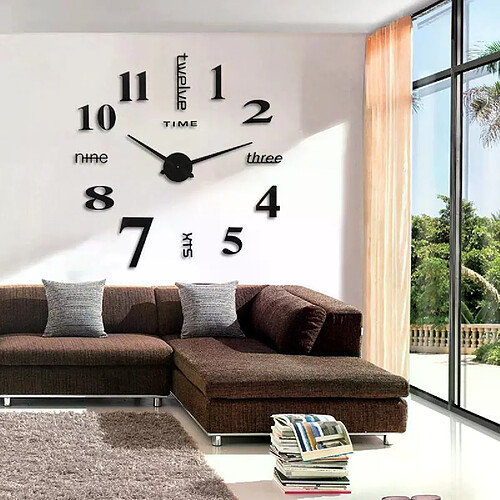 Horloge murale 3D design miroir - Noir