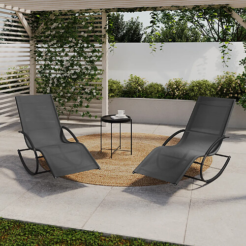 Chaises longues Idmarket - MALAWI - Gris