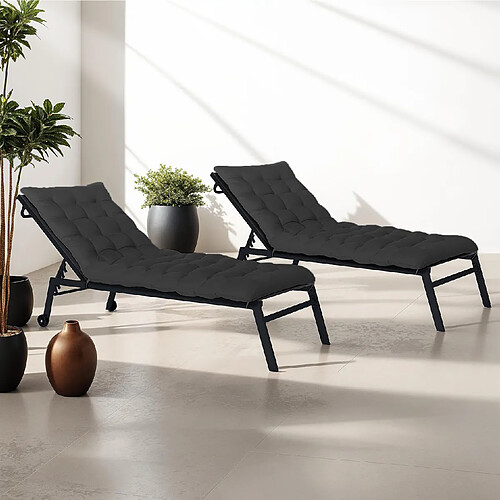 Idmarket market set de 2 coussins transat ADAM noir