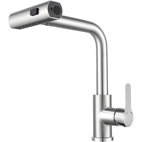 ZMH Robinet de Cuisine Extensible en Inox avec Douchette Rotative 360° et 2 Jets - Mitigeur Pratique en Nickel Brossé