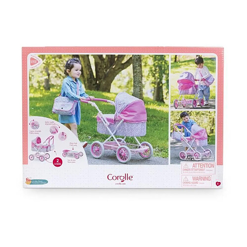 Poussette Canne Corolle Pour Poupon 36-42 Cm – Rose, Légère, Pliable – Capote Rétractable – Dès 3 Ans – Fabrication Française