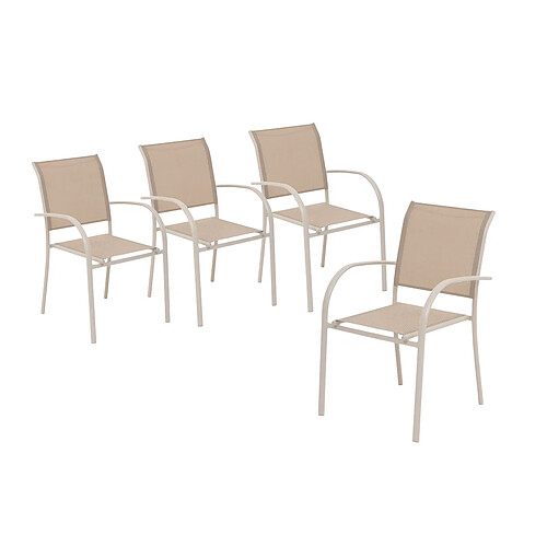 Hesperide Lot de 4 fauteuils Piazza - Lin/blanc