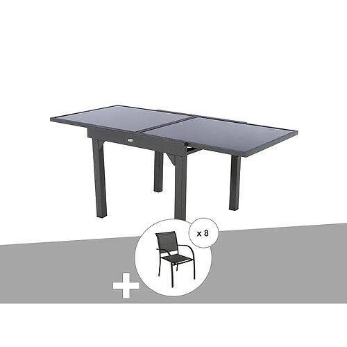Hesperide Ensemble repas Piazza + 8 fauteuils - Gris