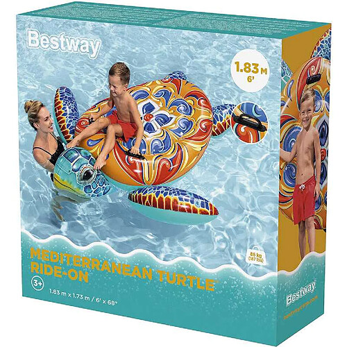 Bestway Bouée chevauchable Mediterranean Turtle - 1,83 x 1,73 m