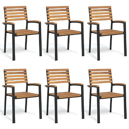 vidaXL Chaises jardin empilables lot de 6