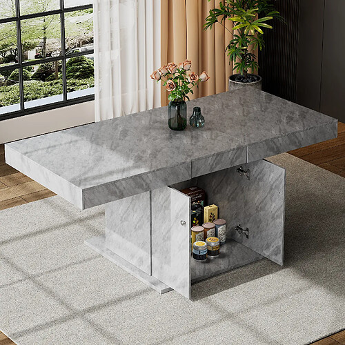 Merax Table à manger extensible - Gris béton