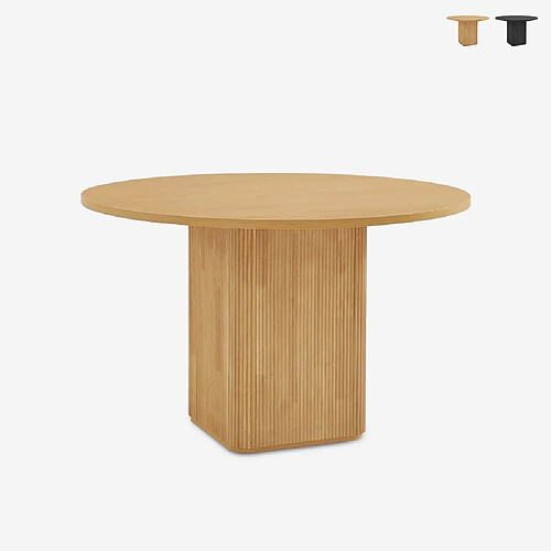 Ahd amazing home design Table à manger ronde - Bois naturel/noir