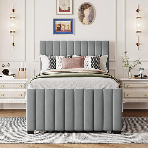 KOMHTOM Lit rembourré 90x190 avec lit escamotable - Gris