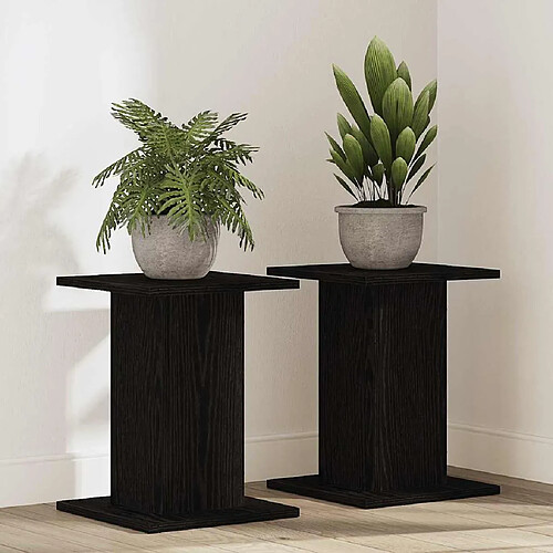 vidaXL Support de Plante 2 pcs Chêne noir 30 x 30 x 40 cm