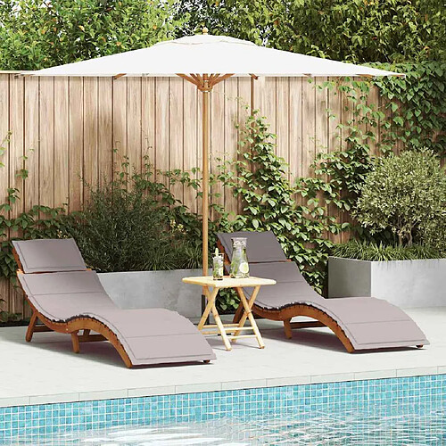 vidaXL Chaise Longue - Ensemble de 2 Marron, Taupe