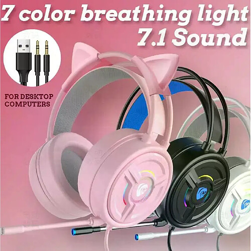 Casque de jeu filaire avec micro - Noir