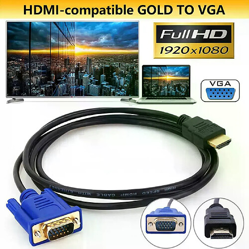 Câble adaptateur HDMI à VGA 1.8M