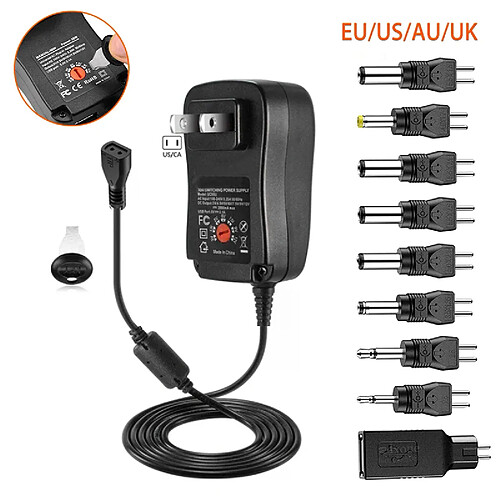 Adaptateur secteur 30W - 9 embouts - US/UK/EU/AU