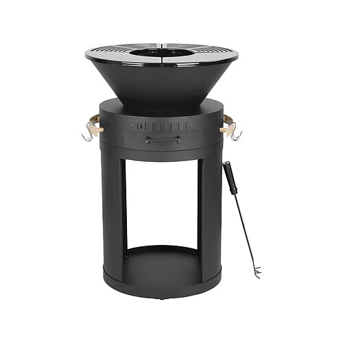 Habitat Et Jardin Barbecue plancha brasero a charbon et bois [ ]Cesar[ ] - 49 x 49 x 92 cm - Noir