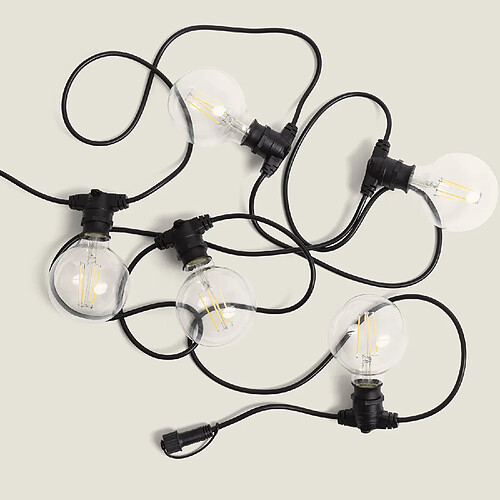 Ledkia Kit Guirlande Lumineuse Extérieure IP44 5m Noire + 5 Ampoules Filament LED B22 6W