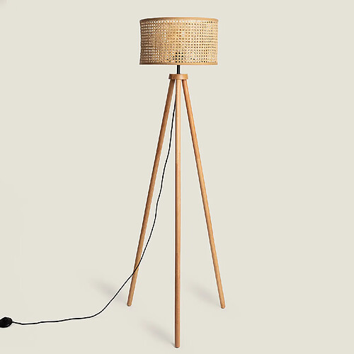 Lampadaire Rotin Huela LEDKIA LIGHTING - Design Élégant Naturel - Hauteur 145cm - Ampoule E27