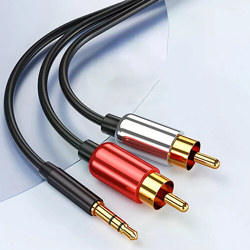 Adaptateur audio Hi-Fi 2RCA vers jack - Noir