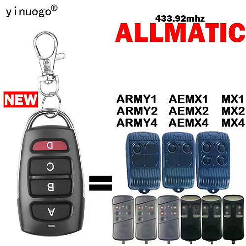 Télécommande de Porte de Garage 433.92 MHz