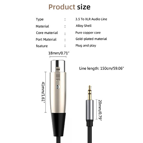 Câble adaptateur XLR vers jack 3,5 mm - Argent