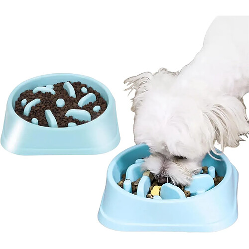 Vendos85 Gamelle Anti Glouton Chien Bleu
