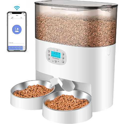 Vendos85 Distributeur Croquettes Chat Automatique 6L - WiFi Connecté