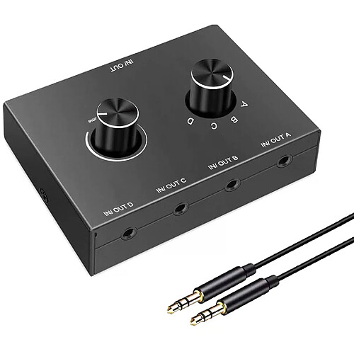 Commutateur audio 4 ports 3,5 mm - Noir