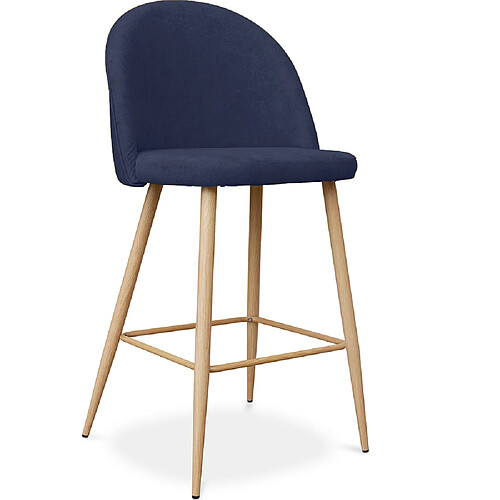 ICONIK INTERIOR Tabouret tapissé en tissu - design scandinave - 66cm - Evelyne Bleu foncé