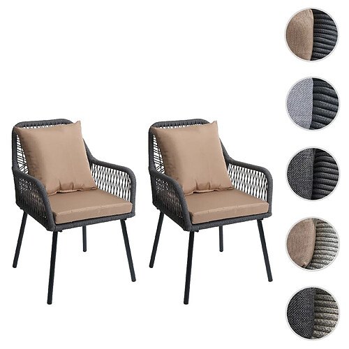 Mendler Lot de 2 chaises de jardin - Beige