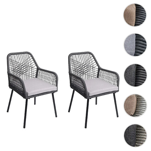 Mendler Lot de 2 chaises de jardin - Gris graphite
