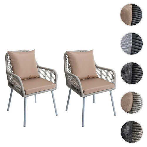Mendler Lot de 2 chaises de jardin - Beige