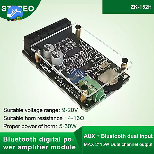 Mini amplificateur Bluetooth 5.0 - Noir