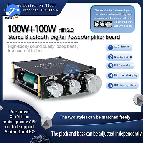 Panneau d'amplification Bluetooth XY-T100H - Noir