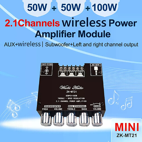 Amplificateur numérique ZK-MT21 2x50W + 100W