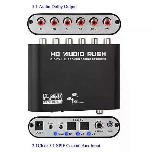 Décodeur audio 5.1 SPDIF - Noir