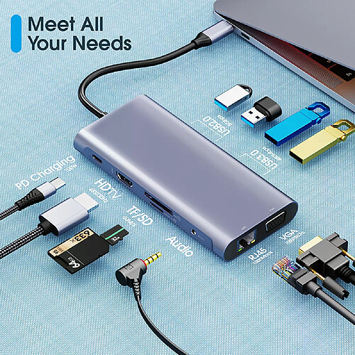 Adaptateur 11 en 1 USB Type-C - HDMI 4K/VGA